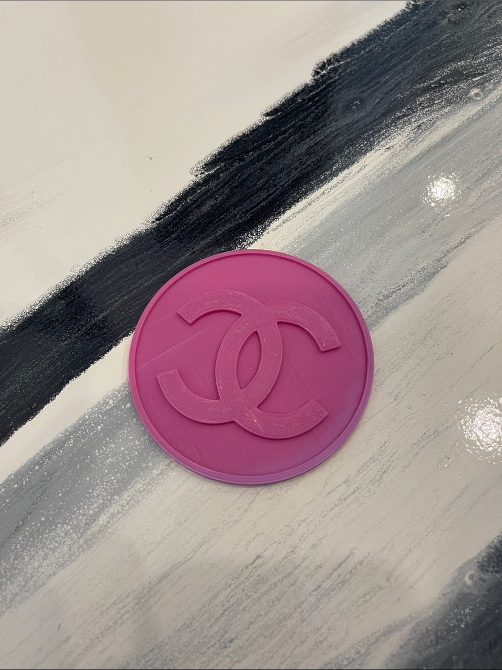 Dark Pink Round Logo Coaster